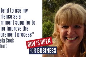 Photo of Pamela Cook, Infoshare MD, with a quote about supporting the Government SME Panel